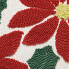 Poinsettia Tufted Hooked Wool Christmas Throw Pillow, close-up detail