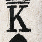 Poker King Hooked Wool Throw Pillow, close-up detail