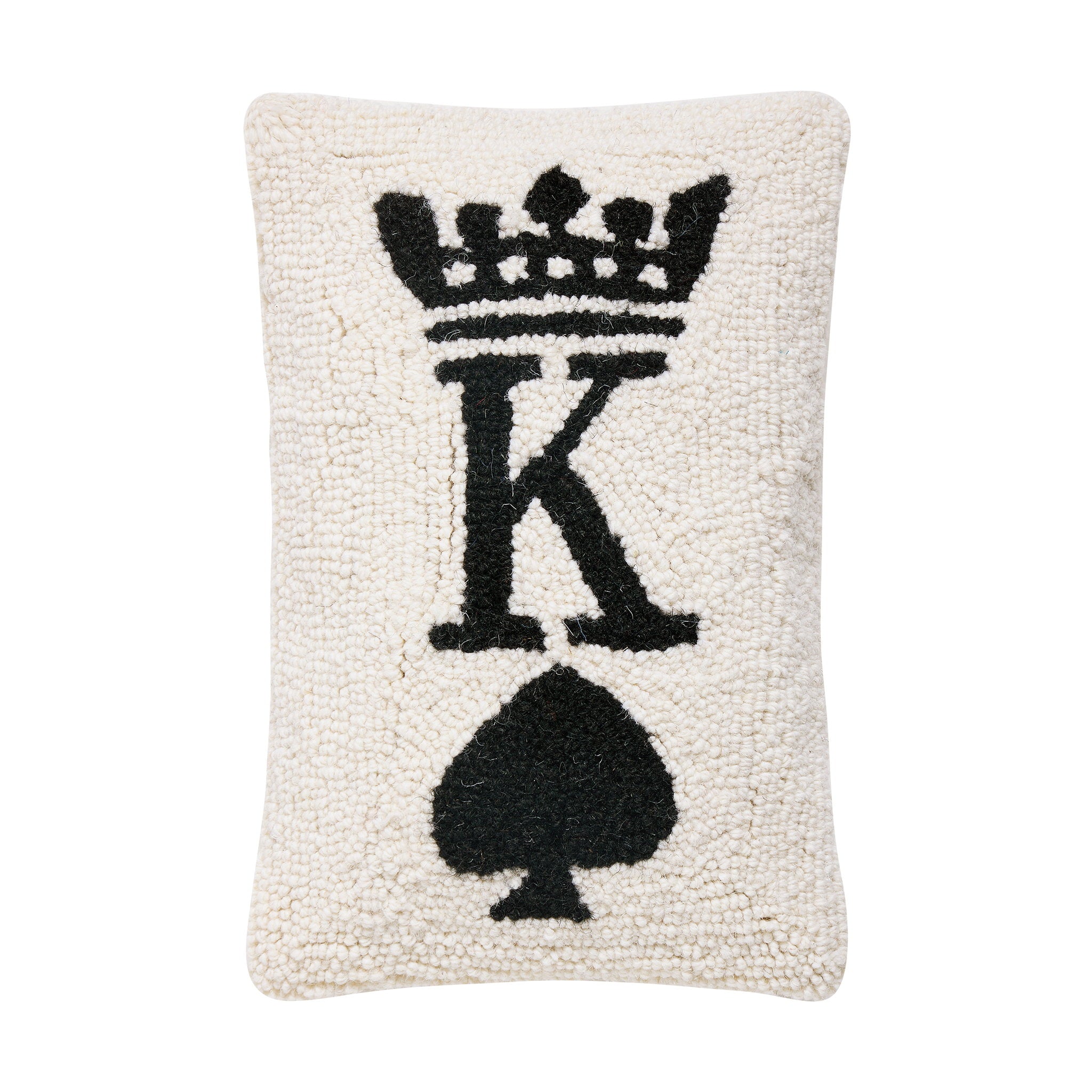 Poker King Hooked Wool Throw Pillow, 8x12 inch, front view