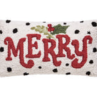 Polka Merry Hooked Wool Christmas Throw Pillow, close-up detail