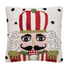Polka Nutcracker Hooked Wool Christmas Throw Pillow, 14x14 inch, front view
