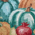 Pomegranate Teal Harvest Hooked Wool Fall Harvest Throw Pillow, close-up detail