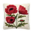 Poppies Hooked Wool Throw Pillow, 10x10 inch, front view