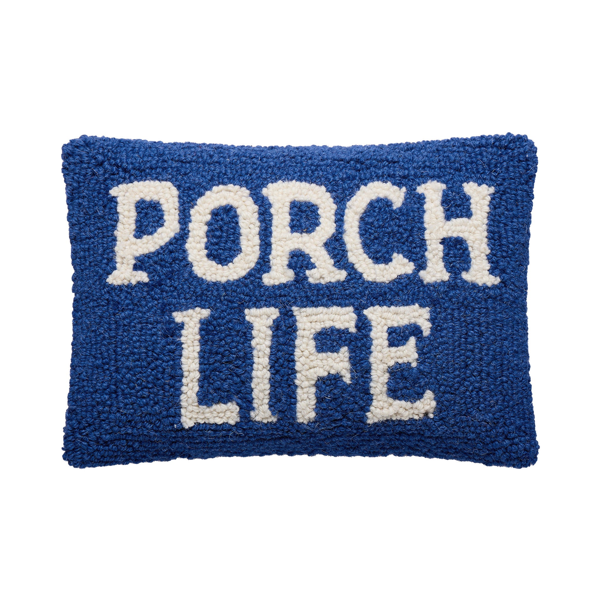 Porch Life Hooked Wool Throw Pillow, 8x12 inch, front view