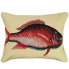 Porgy Fish needlepoint throw pillow with nautical coastal motifs