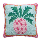 Preppy Pineapple Hooked Wool Throw Pillow, 14x14 inch, front view