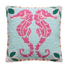 Preppy Seahorse Hooked Wool Throw Pillow, 16x16 inch, front view