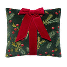 Present with Bow Embroidered Christmas Throw Pillow, 14x16 inch, front view