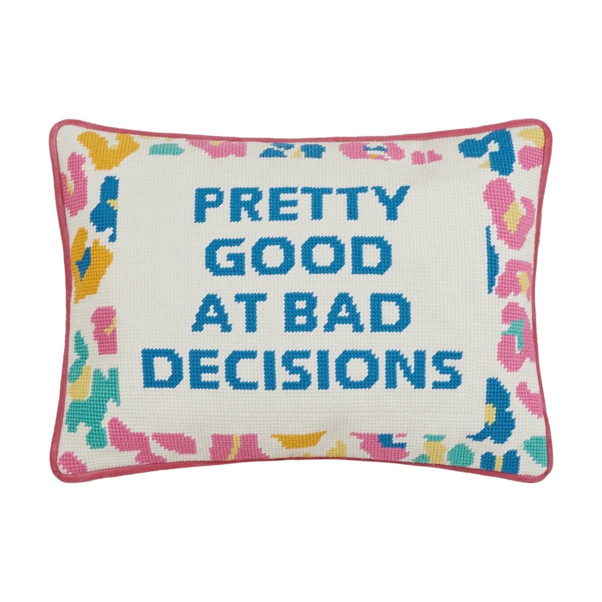 Pretty Good Embroidered Needlepoint Throw Pillow, 10x14 inch, front view