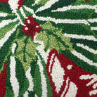 Pretty Present Hooked Wool Christmas Throw Pillow, close-up detail
