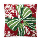 Pretty Present Hooked Wool Christmas Throw Pillow, 16x16 inch, front view