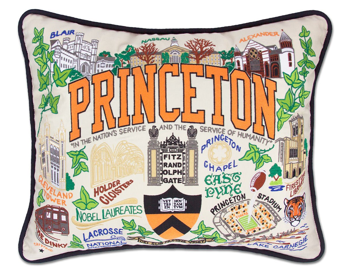 Princeton University Tigers hand-embroidered throw pillow featuring school colors and mascot imagery
