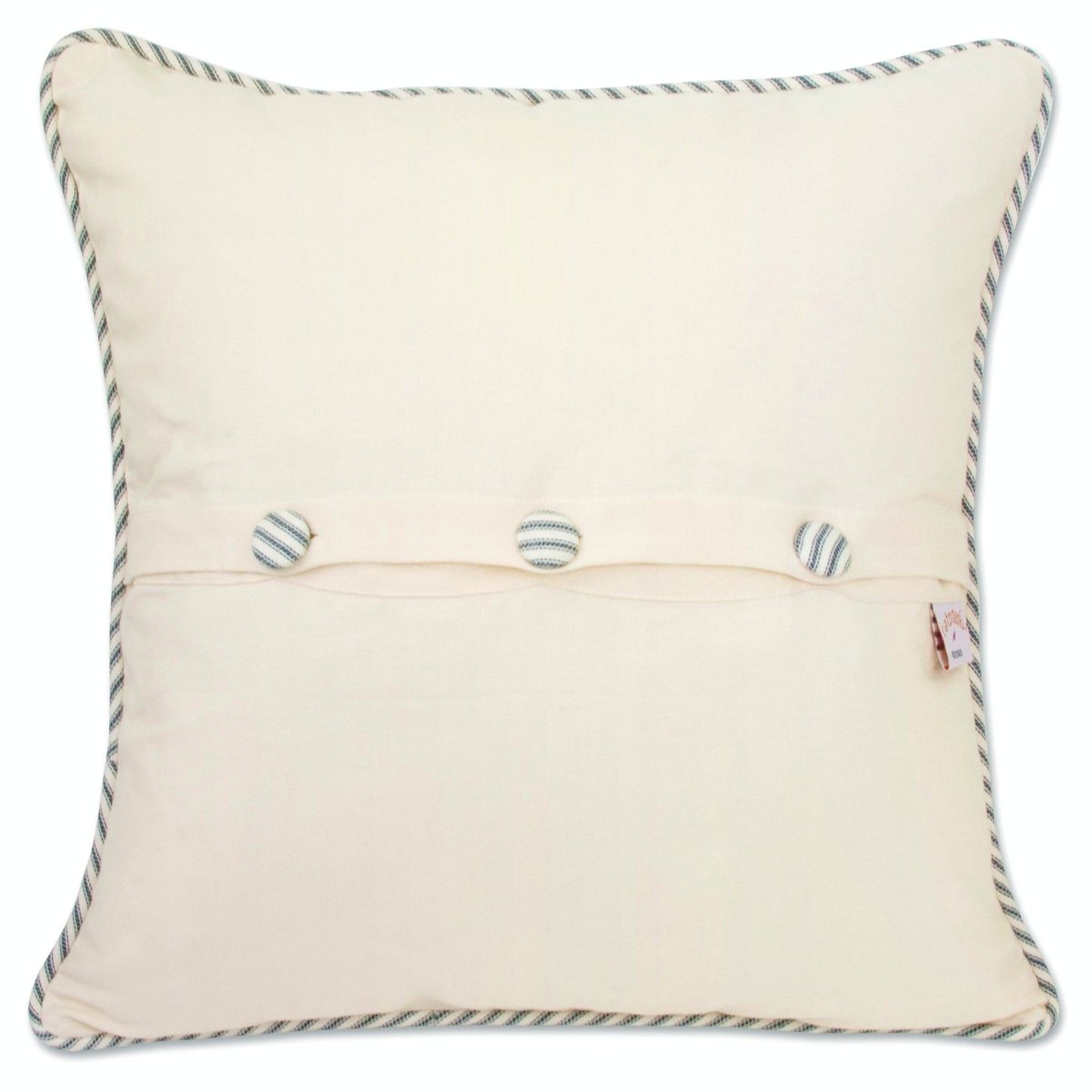 Provincetown, MA Pilgrim City Embroidered Travel Pillow - back view showing velvet backing and zipper