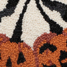 Pumpkin Cherries Hooked Wool Fall Harvest Throw Pillow, close-up detail