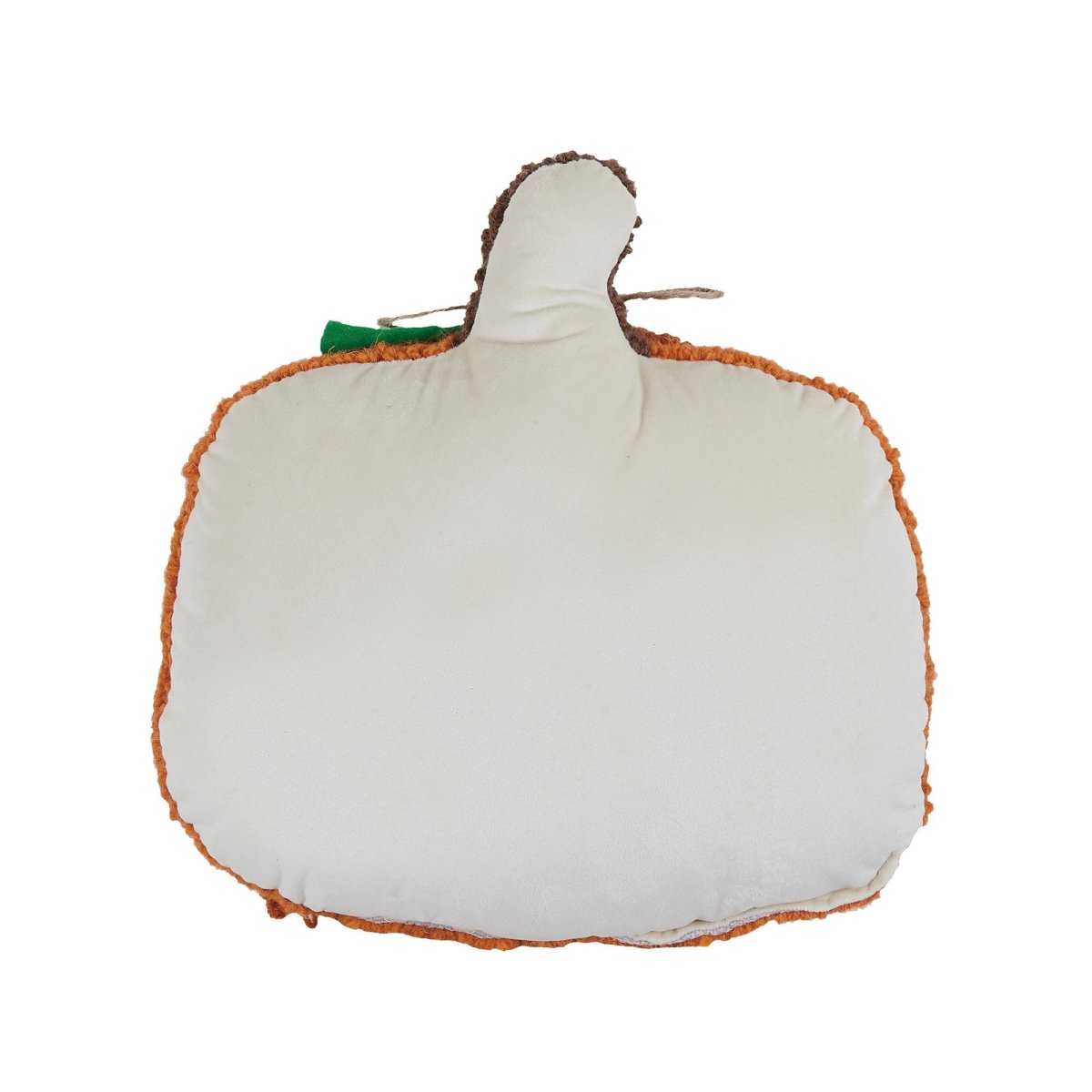 Reverse side of the Pumpkin with Leaf Applique Hooked Wool Fall Harvest Throw Pillow, 12x12 inch