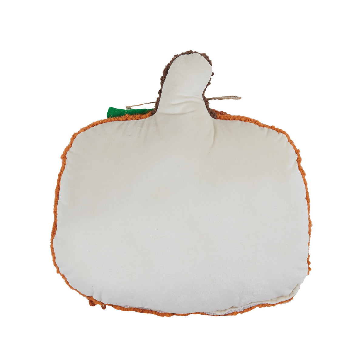 Reverse side of the Pumpkin with Leaf Applique Hooked Wool Fall Harvest Throw Pillow, 12x12 inch