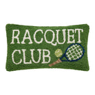 Racquet Club Hooked Wool Throw Pillow, 9x16 inch, front view