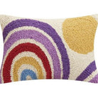 Rainbow and Sun Hooked Wool Throw Pillow, close-up detail