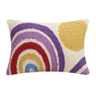 Rainbow and Sun Hooked Wool Throw Pillow, 8x12 inch, front view