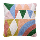 Rainbow Collage Hooked Wool Throw Pillow, 16x16 inch, front view