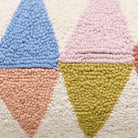 Rainbow Triangles Hooked Wool Throw Pillow, close-up detail