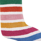 Rainbow with Pom Tassel Hooked Wool Christmas Stocking, close-up detail