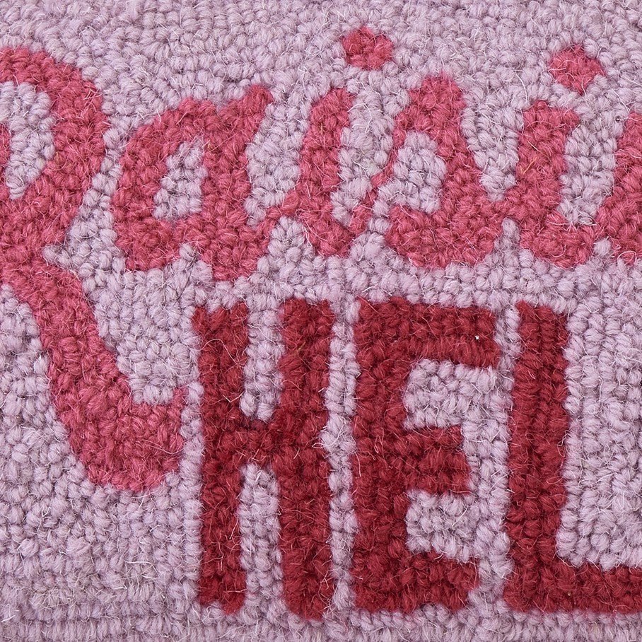 Raisin' Hell Hooked Wool Throw Pillow, close-up detail