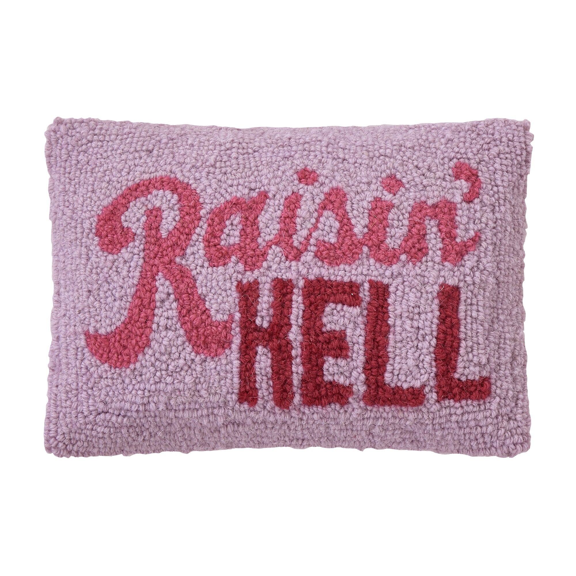Raisin' Hell Hooked Wool Throw Pillow, 8x12 inch, front view