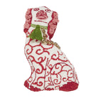Red Dog with Tassel Chain Hooked Wool Christmas Throw Pillow, 12x18 inch, front view