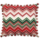 Red Flame Zig Zag needlepoint throw pillow with artisan decorative design