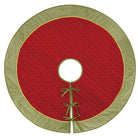 Red/Green Gold Cord Christmas Tree Skirt, 52x52 inch, front view