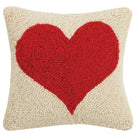 Red Heart Valentine Wool Hooked Throw Pillow, 10x10 inch, front view