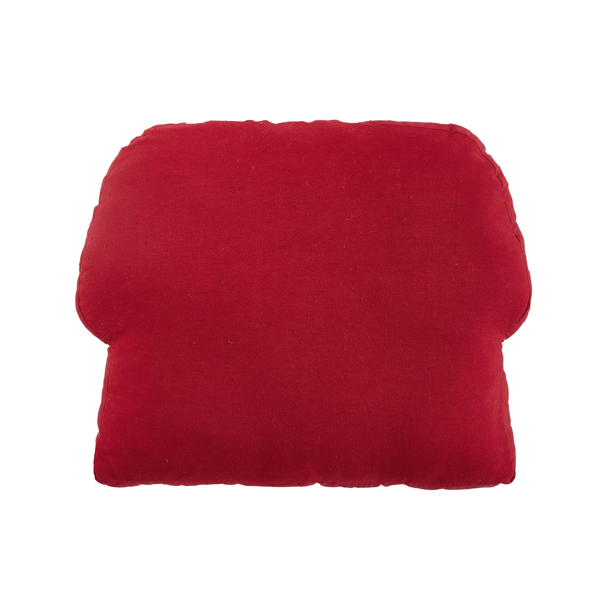 Reverse side of the Red House Applique with Poms Embroidered Christmas Throw Pillow, 12x16 inch
