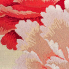 Hand-stitched wool detail of Red Pink Blooming Floral needlepoint pillow showing intricate weave pattern and texture