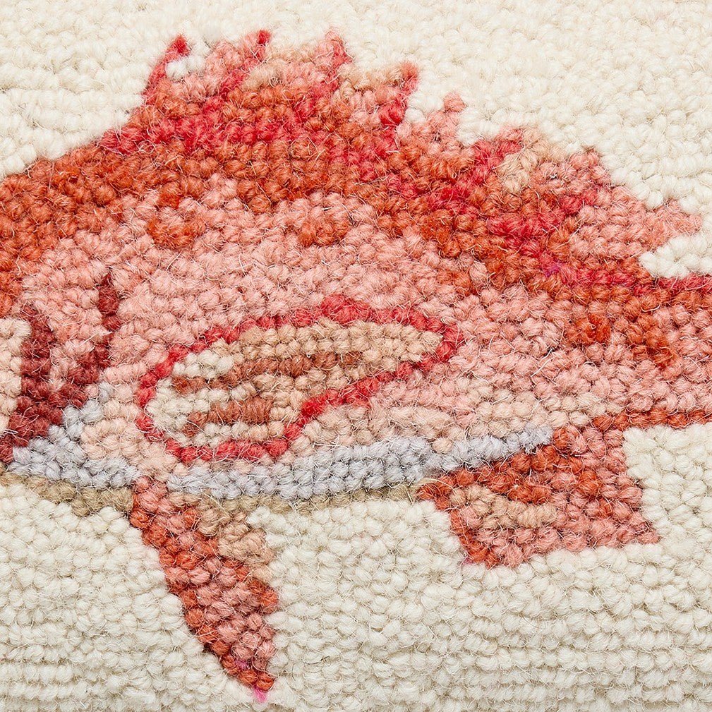 Red Snapper Hooked Wool Throw Pillow, close-up detail