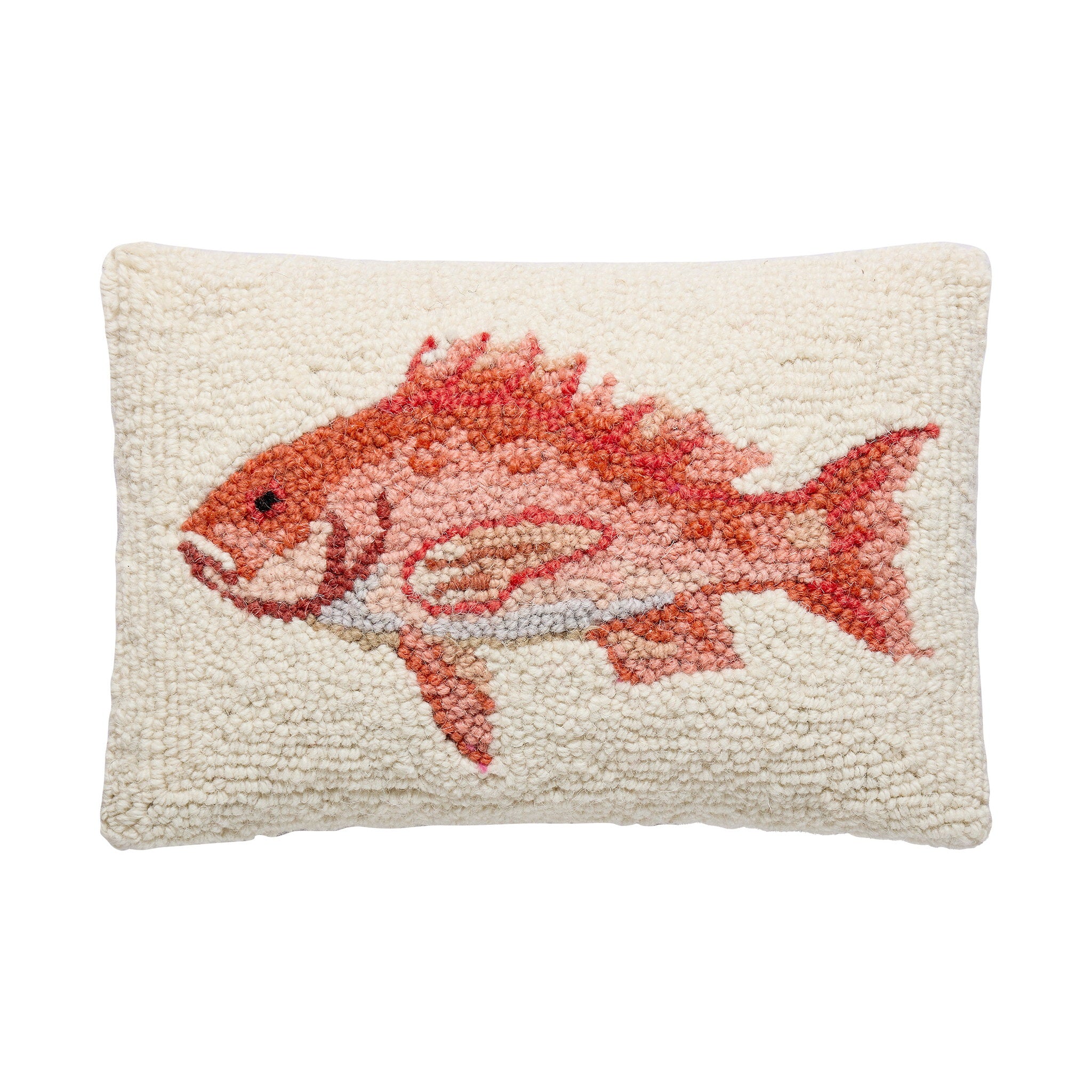 Red Snapper Hooked Wool Throw Pillow, 8x12 inch, front view