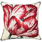 Red Tulip Spring needlepoint throw pillow with botanical floral design