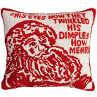 Red Twinkle Santa hooked wool throw pillow with festive holiday seasonal design