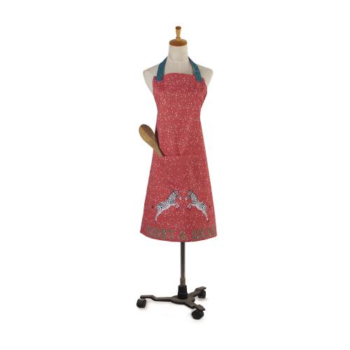 Red Zebra Christmas Apron, 28x34 inch, front view