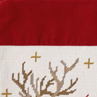 Closeup of Reindeer with Wreath Embroidered Needlepoint Christmas Stocking showing stitch texture and craftsmanship detail