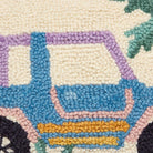Retro Jeep Hooked Wool Throw Pillow, close-up detail