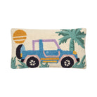Retro Jeep Hooked Wool Throw Pillow, 9x16 inch, front view