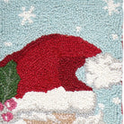 Closeup of Retro Santa Hooked Wool Christmas Stocking showing stitch texture and craftsmanship detail