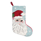 Retro Santa Hooked Wool Christmas Stocking, 12x20 inch, front view
