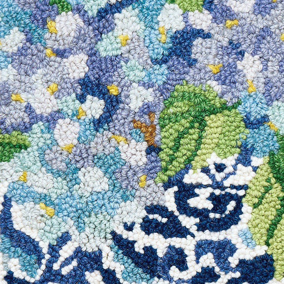 Rhapsody in Blue II Hooked Wool Throw Pillow, close-up detail