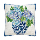 Rhapsody in Blue II Hooked Wool Throw Pillow, 16x16 inch, front view