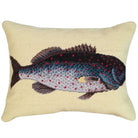 Rock Fish needlepoint throw pillow with nautical coastal motifs