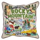 Rocky Mountain Alpine Glory hand-embroidered throw pillow with artisan decorative design