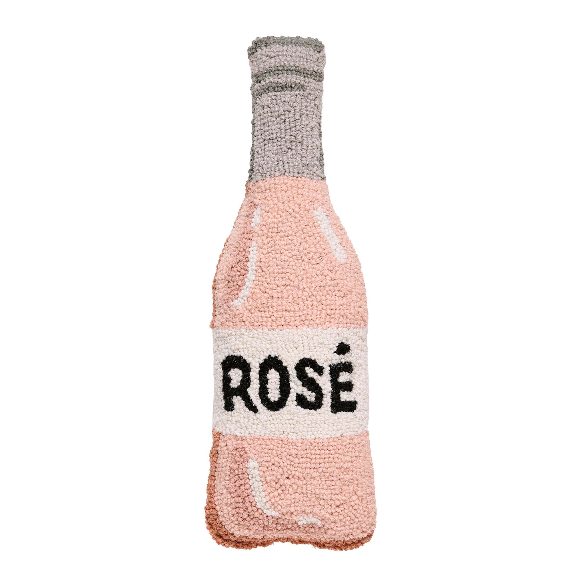 Rose Bottle Hooked Wool Throw Pillow, 6x18 inch, front view