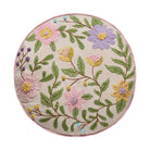 Round Floral Embroidered Throw Pillow, 16x16 inch, front view